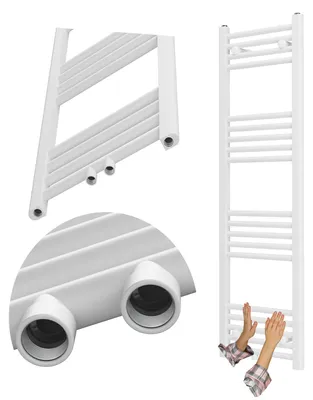 Immagine prodotto di Granitan - Termoarredo bagno - Scaldasalviette 130x40 cm - Radiatore bianco - 440 W - RAVEN