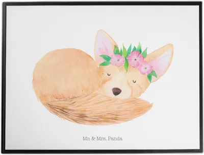 Produktbild von Mr. & Mrs. Panda schreibtischunterlage Wüstenfuchs Blumen - Weiß - Geschenk, schreibtischunterlagen, Unterlage Schreibtisch, tischauflage, bastelunterlagen, Afrika, Wüste