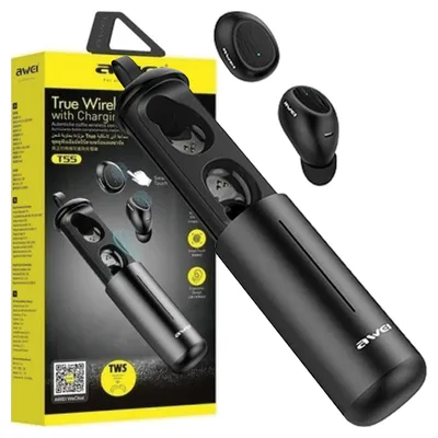 Produktbild von Awei Bluetooth Kopfhörer 5.0 T55 Tws + Docking Station Schwarz/Schwarz