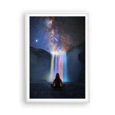 Produktbild von Gerahmtes Poster - Weißer Rahmen - Wasserfall die Sterne Meditation - 70x100 cm - Wand Bild - Wanddeko - Wandbilder - Kunstposter - Wandposter - Bilderrahmen - Bilder - Kunstdruck - P2WPA70x100-4774