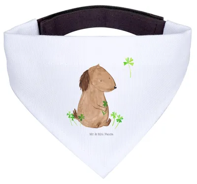 Produktbild von Mr. & Mrs. Panda Halstuch Hund Hund Kleeblatt - Weiß - Geschenk, Sprüche, Glück, Tuch, Glücksbringer, Für Hunde, Hunde-Halstuch, Viel