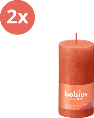 Immagine prodotto di Bolsius - Candela a colonna rustica - 100/50 - 1 pezzo per confezione - Arancio terra - Confezione risparmio - 2 pezzi