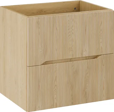 Produktbild von Waschtischunterschrank mit 60 cm Breite in Eiche, mit 2 Schubladen und Rillenoptik - NARPIO-56