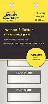 Obrázek produktu pro Avery 6905, Metalická, Bílá, Obdélník, Permanentní, Polyester, 5 kusů, 10 listy