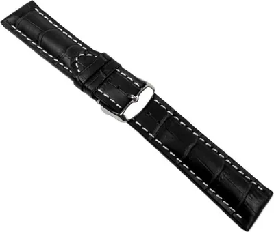 Produktbild von Swiss Chrono II Ersatzband Uhrenarmband Kalbsleder schwarz 20651S, Stegbreite:18mm
