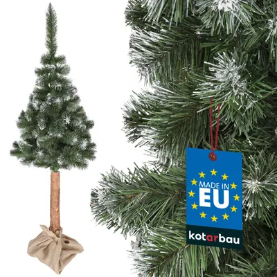 Productafbeelding van KOTARBAU® Kunstkerstboom Sneeuw 180 cm Diamantdennenboom op een houten stam met plastic standaard Kunstkerstboom Zo echt als echt Kunstboom Kerstmis Christmas Tree