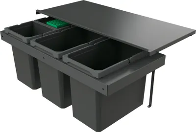 Image de Naber 8013416 Collecteur de déchets Cox Stand-UP® 350 S/900-4 avec couvercle anthracite, 64 (2x22/2x10) litres / largeur d'armoire 90 cm