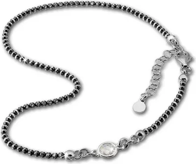 Produktbild von SilberDream 27cm Fußkette für Damen geschwärzt glitzer Zirkonia Silber D2SDF2244K