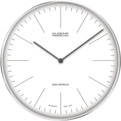 Obrázok produktu pre Nástenné hodiny DUGENA Dessau, rádiom riadený strojček, kovové puzdro, ø 32 cm, vrátane batérie