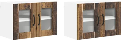 Produktbild von vidaXL Wandglas-Schrank LUCCA 2 stk. Altholz Holzwerkstoff