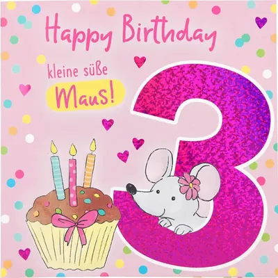 Produktbild von Depesche 11515-005 Zahlenkarte zum 3. Geburtstag mit Musik, veredelte Klappkarte mit originellem Innentext, inkl. Umschlag, Format 15,5 x 15,5 cm, mehrfarbig