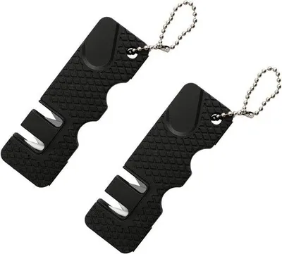 Produktbild von 2 Stück Mini-Mini-Schleifstein Schleifstein Outdoor-Gerät Küchen Multifunktionales tragbares Mini-Schleifstein für Outdoor-Reisen (schwarz)