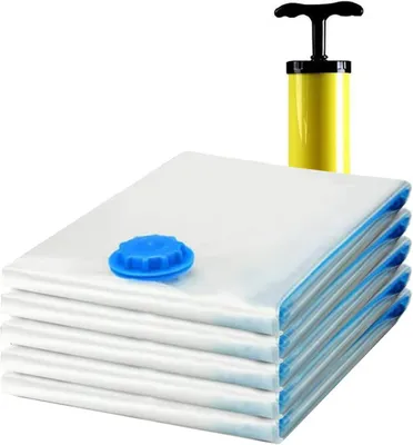 Produktbild von Vakuumbeutel Jumbo 4-Pack, wiederverwendbar, mit Handpumpe, luftdicht, für Bettwäsche, Kleidung