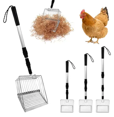 Imagen del producto de Omgoods - Cuchara de limpieza para gallineros, 3 en 1, ajustable