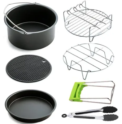 Immagine prodotto di Accessori per friggitrice ad aria da 18 cm, set da 7 pezzi. Accessori per forno alogena con ricettario