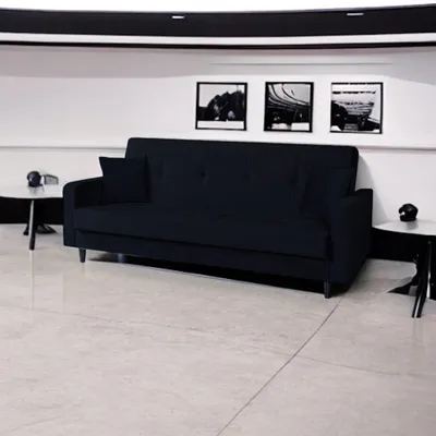 Produktbild von Sofa Luna Schlafsofa im skandinavisches Stil, Couch mit Schlaffunktion und Bettkasten, Polstersofa für Wohnzimmer 213 cm Farbe: Paris 167 - schwarz
