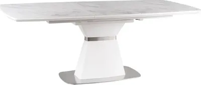 Image de Table de salle à manger pliante GLEB - 160x90, marbre blanc / blanc mat