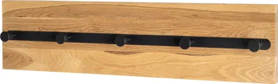 Produktbild von HAKU Wandgarderobe eiche geölt, schwarz - Massivholz, Metall, B/H/T: 60x15x6 cm