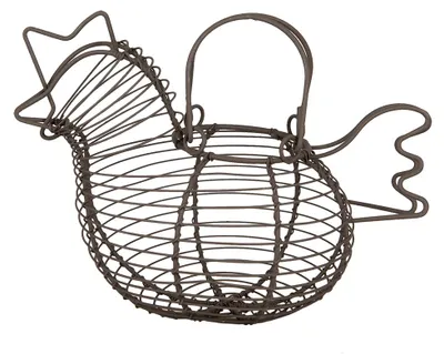 Zdjęcie produktu dla Clayre & Eef Koszyk na jajka Kurczak 23x14x17 cm Brązowy Metal