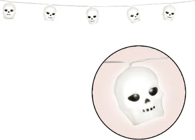 Immagine prodotto di Ghirlanda di teschi di Halloween con luce 180 x 8 cm