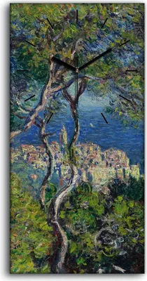 Produktbild von Dekor Leinwand Uhr Wandbilder Geräuschlos Kunstdruck 30x60 Bordighera - schwarze Hände