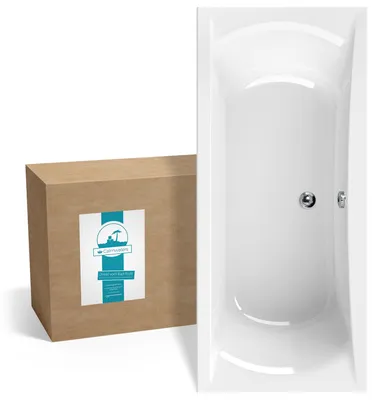 Produktbild von Calmwaters® Rechteck-Badewanne 180x80 cm, Acrylwanne Modern Curved, Duo-Badewanne für zwei Personen, ergonomische Körperformbadewanne, Maße 180 x 80 cm, Rechteckbadewanne Weiß, 02SL3317