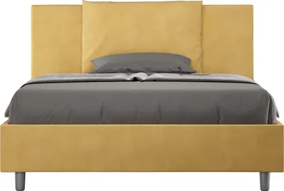 Produktbild von ITYHOME - Gepolstertes Bett mit Lattenrost 140x200 mit Mikrofaserbezug Ocker Antea