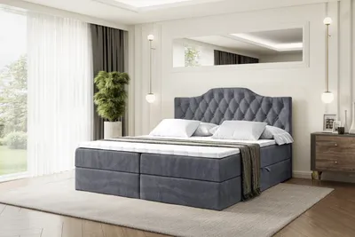 Produktbild von ALTDECOR Boxspringbett mit H4 Matratze und Topper - 160 x 200 cm - VILA-1 - Dunkelgrau Samt - Polsterbett mit Bettkasten und Lattenrost, Bett mit Stauraum