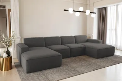 Productafbeelding van Kaiser Möbel Hoekbank in U-vorm, model Siena, bekleed met stof Artico, kleur antraciet