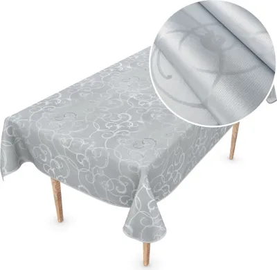Produktbild von Tischdecke Wachstuch Premium Ornamente Grau Robust Wasserabweisend Breite 155 cm Länge 220 cm