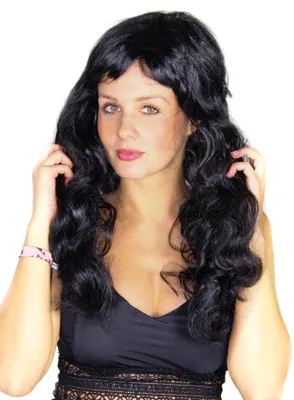 Produktbild von schwarze gelockte Damen Langhaar Perücke