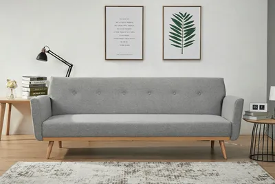 Produktbild von SalesFever Schlafsofa 3-Sitzer | Klappfunktion | Bezug Strukturstoff fein | Beine Holz | B 212 x T 85 x H 79 cm | hellgrau