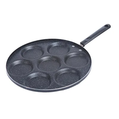 Produktbild von Mini-Pfannkuchenpfanne Ø30 cm – 7 Fächer – Antihaft-Bratpfanne für Mini-Pfannkuchen & Eier – Geeignet für Induktion & alle Wärmequellen – Schwarz