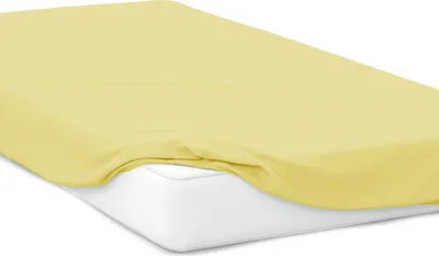 Produktbild von Baumwolle Castle Spannbettlaken Jersey Spannbetttuch 100% Baumwolle Bettlaken , Größe:70 x 140 cm, Farbe:Vanille Gelb