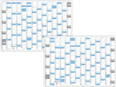 Produktbild von XL Wandkalender DIN A1 2026 + 2027 (blau2) große Tageskästchen (Kalender werden gerollt versendet)