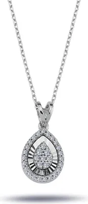 Produktbild von Oval Design Diamanten (Brillant-Schliff) Anhänger Kollier Halskette 14 Karat Gold