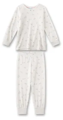 Immagine prodotto di Pigiama da notte per bambine Sanetta, bianco, con motivo floreale in pile. Pigiama comodo per bambini