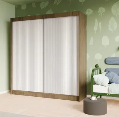 Produktbild von Schwebetürenschrank, 2-türig Kleiderschrank, Moderne Garderobe, Schrank in Größe: 200 x 215 x 61 cm