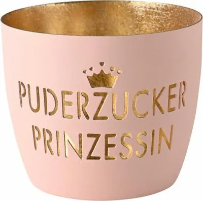 Immagine prodotto di Gift Company Windlicht Madras Puderzucker Prinzessin M, Teelichthalter, Kerzenhalter, Eisen, Pastellrosa / Gold, H 8.5 cm, 1172504076