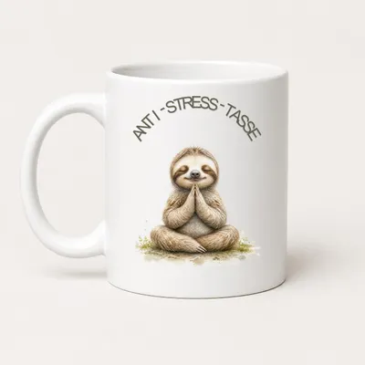Produktbild von Anti-Stress-Tasse Faultier Aquarell 325 ml Keramik Geschenk
