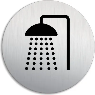 Produktbild von Türschild Dusche Bad - Selbstklebend - 1 Stück - Aluminium - 100 mm