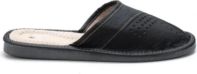 Produktbild von Herren Naturleder Hausschuhe Klassische Slippers Pantoffeln Jerte Schwarz Gr.43