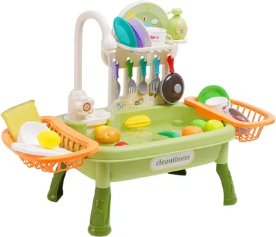 Productafbeelding van Kinderspeelkeuken met spoelbak, watercirculatiesysteem, inclusief servies en vaatwasser, geschikt voor kinderen vanaf 3 jaar
