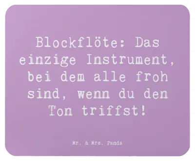 Produktbild von Mr. & Mrs. Panda Mouse Pad Spruch Blockflöte Freude - Lavendeltraum - Geschenk, Mousepad, Musiker, Musik, Tenorblockflöte, Altblockflöte, pc mauspad, Musikinstrument