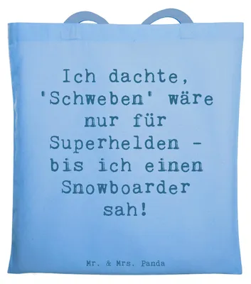 Produktbild von Mr. & Mrs. Panda Shopping Tasche Spruch Snowboarden Zauber - Sky Blue - Geschenk, Tote Bag, Sportart, Sportler, Pisten, Schultasche, Büchertasche, Leidenschaft, Teamsport