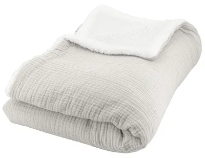 Immagine prodotto di Coperta 130 x 170 cm, cotone, mussola e sherpa, colore grigio