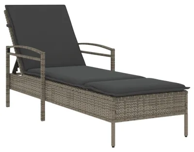 Obrázok produktu pre vidaXL Lehátko s vankúšom Sivé 63x200x81 cm Polyratan