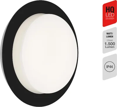 Image de Lampe d'extérieur Telefunken LED noire murale ronde