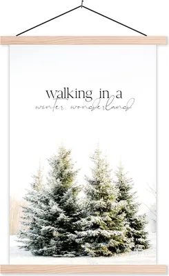 Produktbild von MuchoWow® Textilposter Weihnachtsbaum - Schnee - Winter 40x60 cm mit holzfarbenen Rahmen - Poster