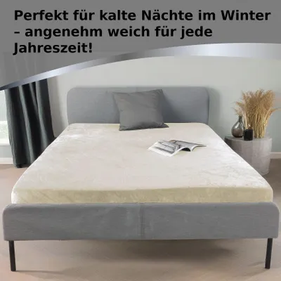 Produktbild von Kuscheli® - warme Spannbettlaken aus Cashmere-Touch Stoff - verschiedene Größen und Farben - Bettlaken Jersey Fleece Biber Spannbetttuch Laken, Farbe:Creme, Größe:90-100 x 200 cm